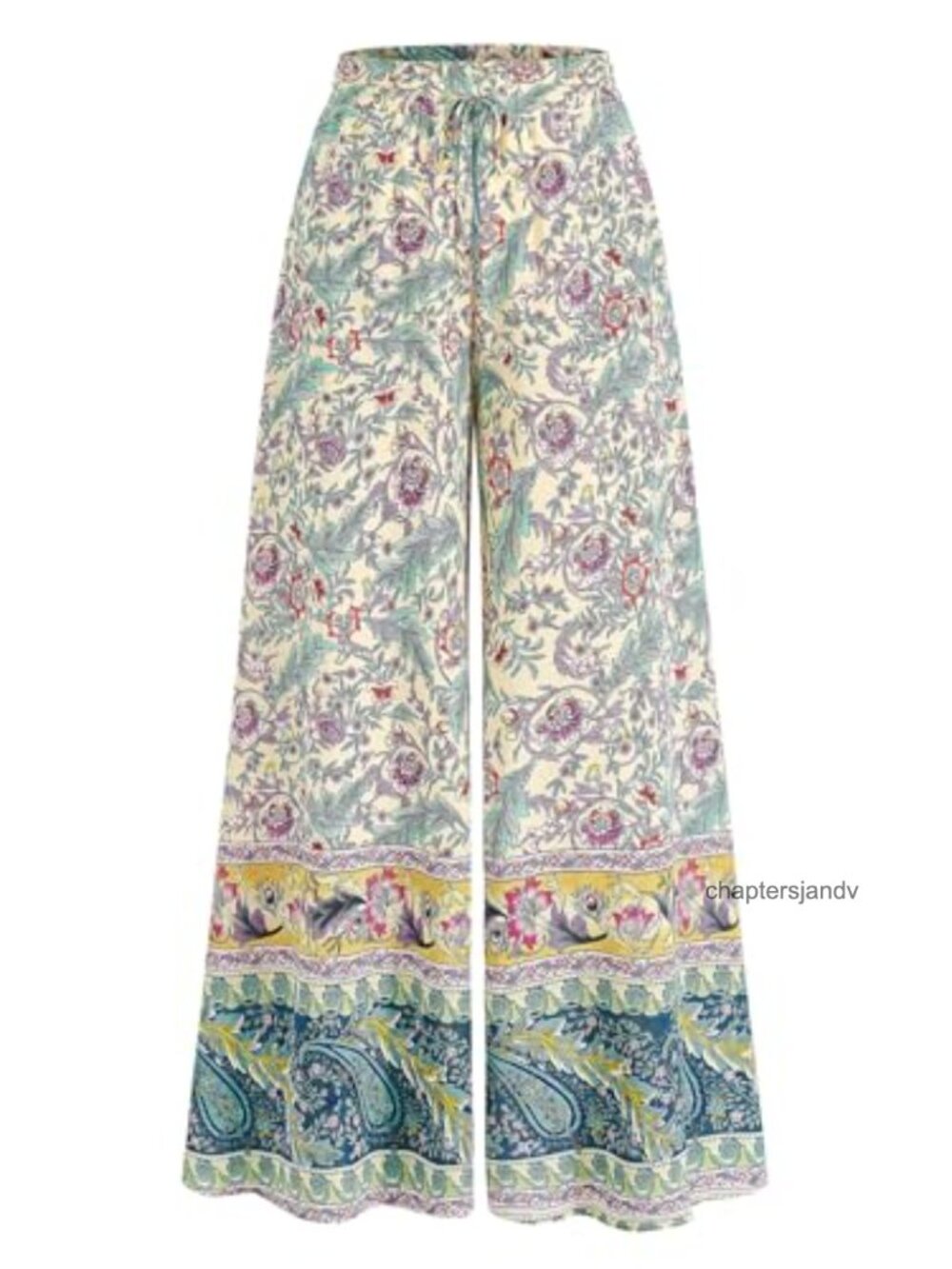 Womens Wide Leg Floral Palazzo Pants Boho Flowy Trousers